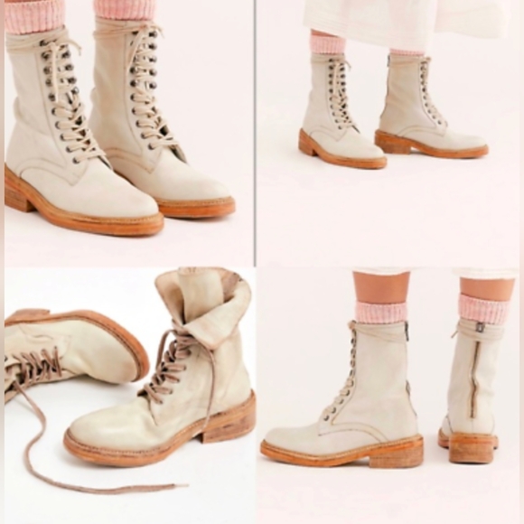 Free People Santa Fe Lace Up Eyelet Leather Boot NWOT Ecru 36 6 - Picture 16 of 16